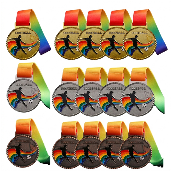 15PK Combo Elite TriColour Football Medal Set - Gold, Silver &amp;Bronze Awards