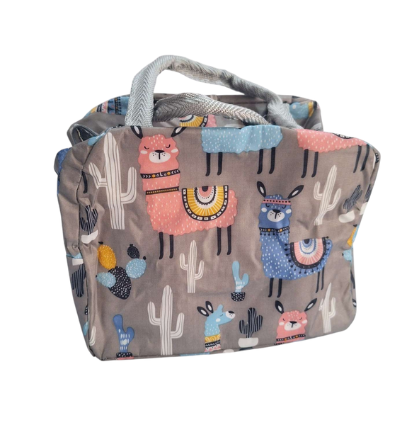 Insulated Lunch Bag, Grey No Drama Llama Print