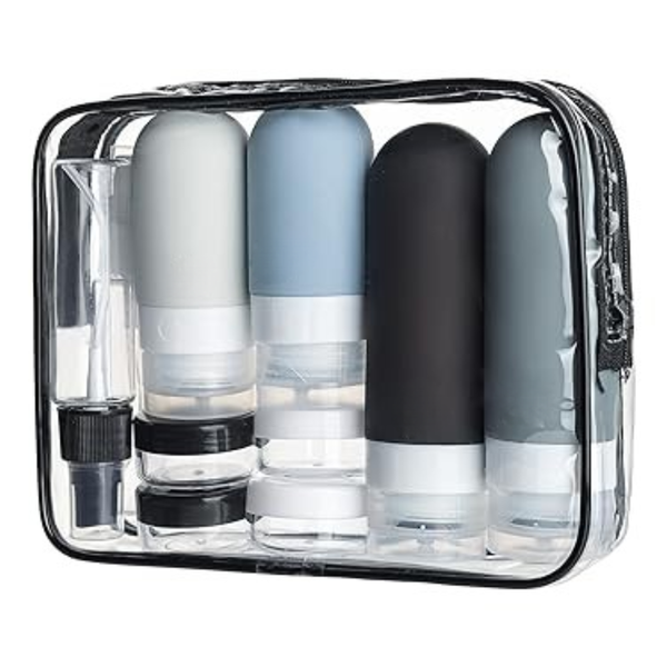 17pcs Silicone Travel Container Set with Transparent Carry Bag