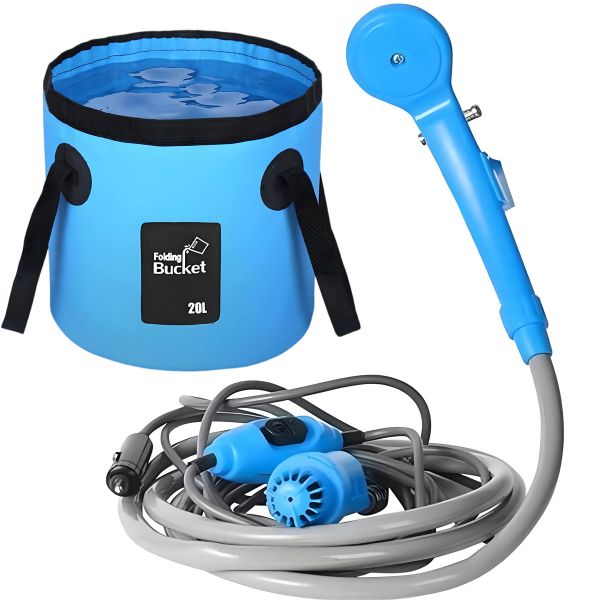 Portable Shower Set Camping Shower Pump Handheld with Bucket