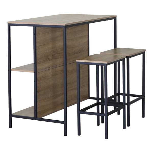 Everfurn Lucca Bar Unit Bar Table with Benches - Oak
