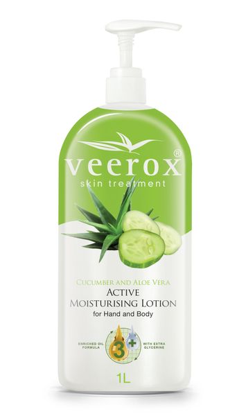 Veerox Active Moisturising Lotion with Cucumber and Aloe Vera - 1 Litre