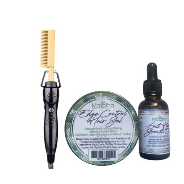 Hot Comb,Edge Control Gel &amp; Fast Hair Growth Oil