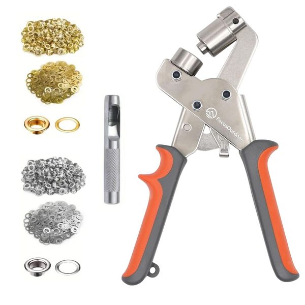 FocusOutdoor Heavy Duty 10mm Grommet Tool Kit Punch with 200 Grommets