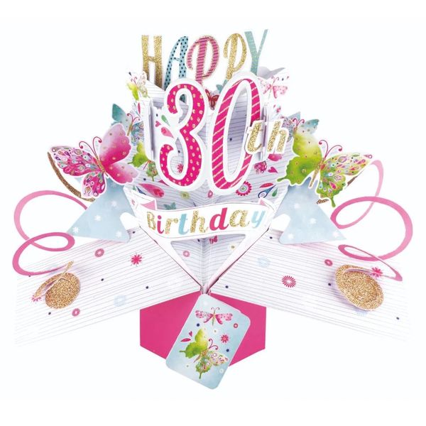 Happy 30th Birthday Butterflies 3D Pop-Up Greeting Card
