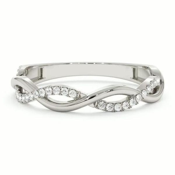 Rings Sterling Silver Diamond Gold Plated Braided Half Eternity - Silver