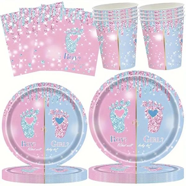 Gender Reveal Glitter Boy/Girl Party Theme Disposable Tableware Baby Shower