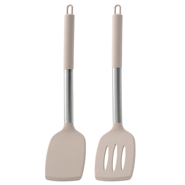 Silicone Rubber Spatula Turner Set of 2 Kitchen Utensil Nonstick Flipper