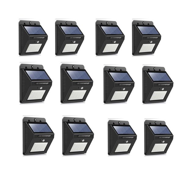 LED Solar Powered LED Wall Light with Night sensor Pack Of 12