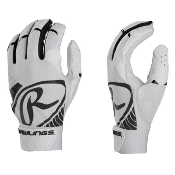 Rawlings Batting Gloves - Genuine Goat Leather Palm Glove - White &amp; Black