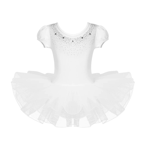 White Ballet Tutu Dress with Rhinestone