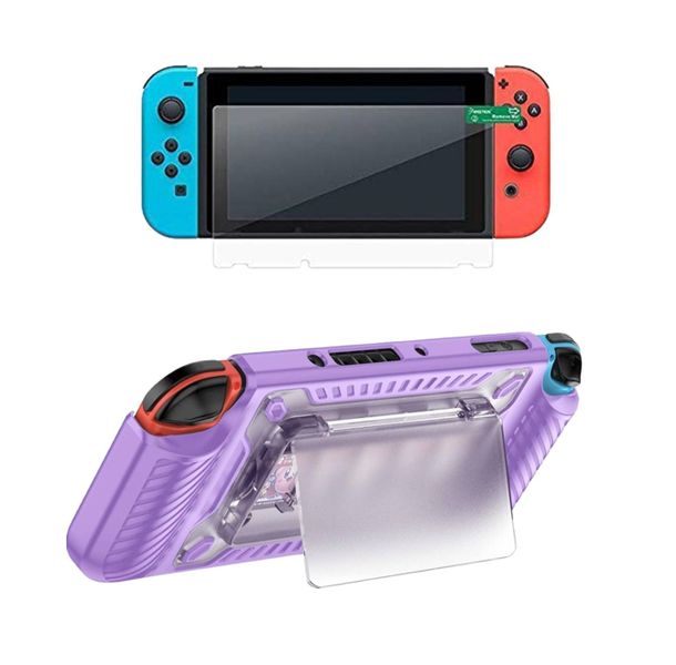 Case &amp; Screen Protector combo for nintendo switch oled-Purple