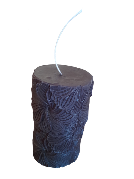 Black Flower Pillar Candle