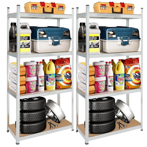 2-Pack Storage Shelves Adjustable Organizer Display Standing Steel Rack