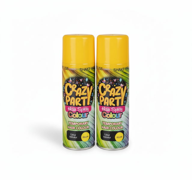 Crazy Party Yellow Hair Spray - Temporary Colour for Events, 85g - 2 Pack