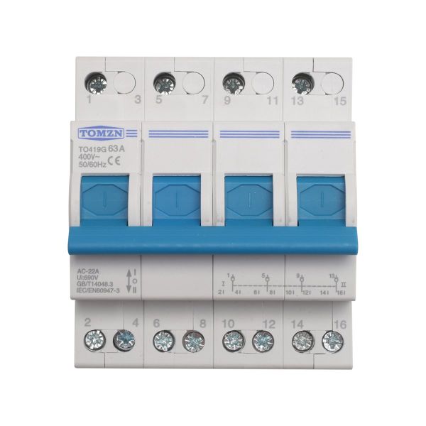 4P 63A 3 Phase Dual Power Manual Transfer Isolating Breaker