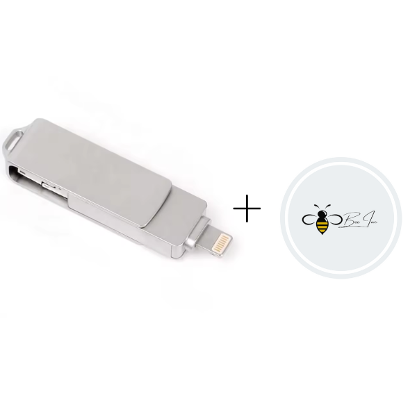 Flash Drive Compatible with iPhone USB Memory Stick 128GB - Grey