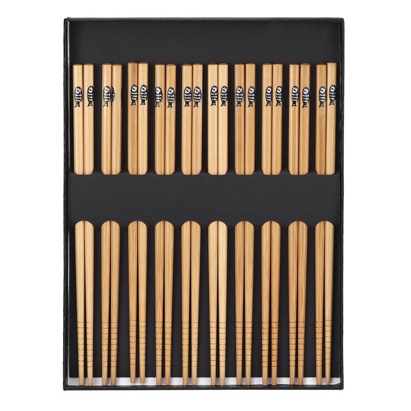 Bamboo Printed Chopsticks - Kitchen Utensil Gift Set - 10 Pairs