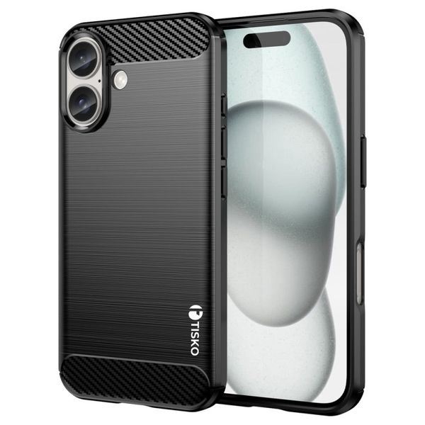 TISKO Brushed silicone Phone case Compatible with Apple iPhone 16 - Black