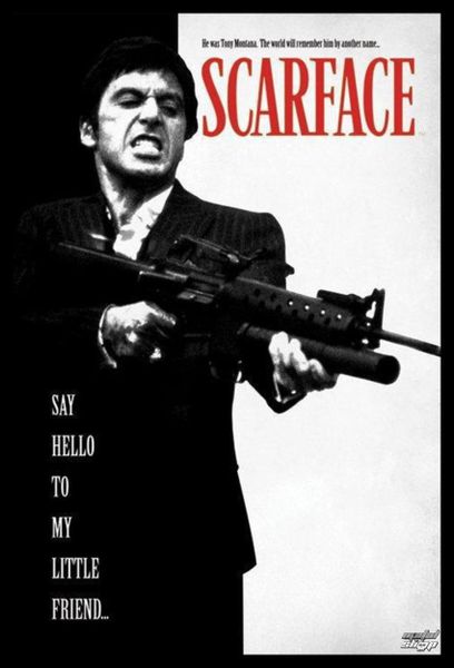 Scarface - Say Hello To My Little Friend Poster with Black Frame