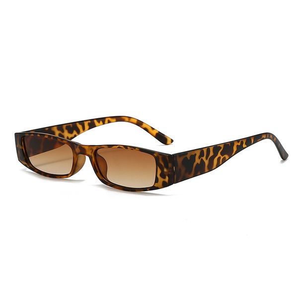 Fashion Small Leopard Print Rectangular Sunglasses