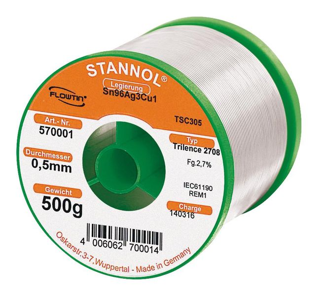Stannol (TRILENCE 2708 0.5MM REM1) 96.5/3/0.5 SN/AG/CU, 500g