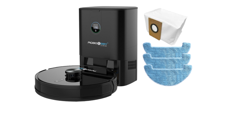 RoboGem Jarvis Self-Emptying Robot Vacuum - 2025 Model &amp; Accessory Combo