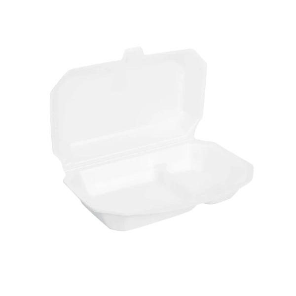 Polystyrene Takeaway Tray Container SE-40 -with Division, White -Pack of 75