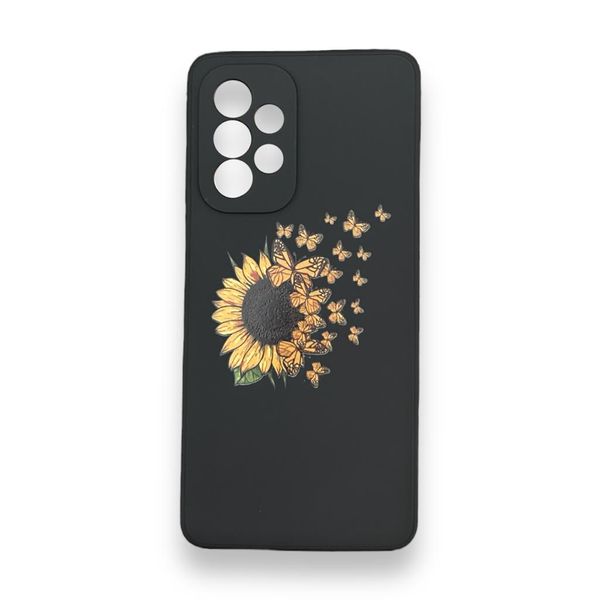 AMA Sunflower &amp; Butterfly Pattern Black Silicon Case For Samsung S21 Ultra