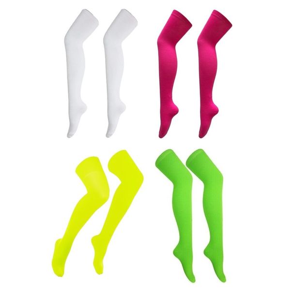 Women's Colourful Over Knee Long Cotton Socks (Set of 4)