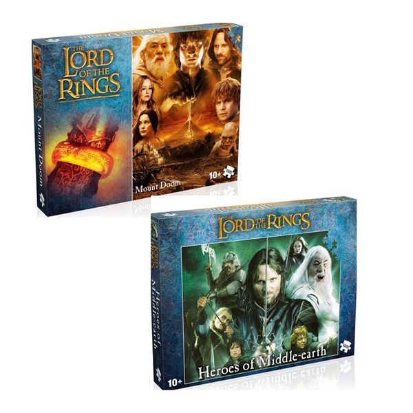 Lord Of The Rings Mount Doom and Heroes of Middle 1000 Piece Puzzle Bundle