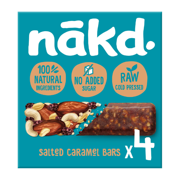 nakd. Salted Caramel - Raw Fruit &amp; Nut Bars - Full case 12 units of 4 x 35g