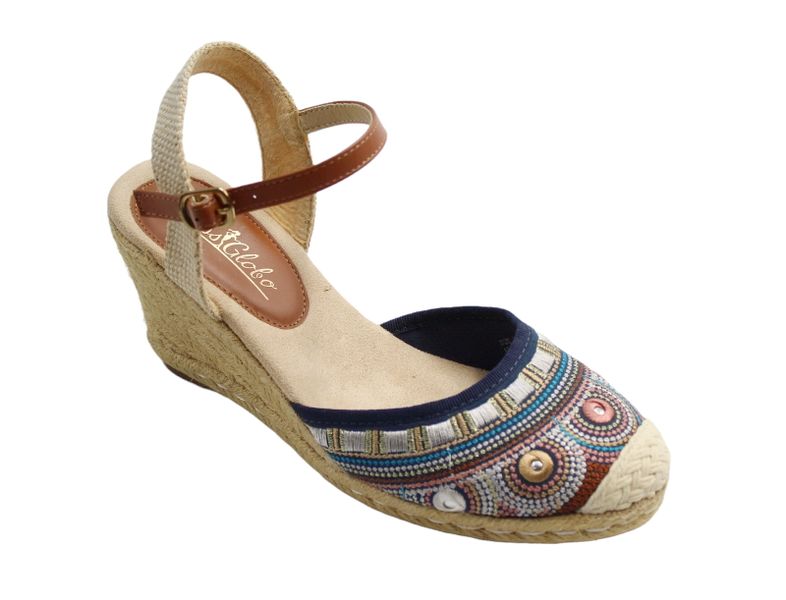 Hiroko S29-1 Closed Toe Wedge Sandals Navy