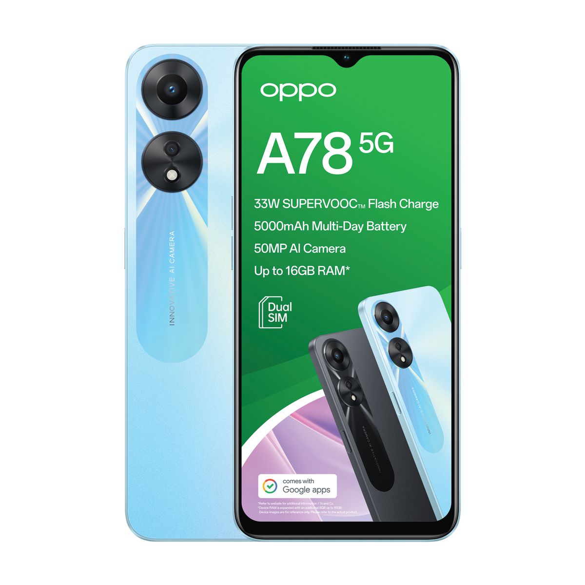 OPPO A78 5G 128GB LTE Dual Sim - Glowing Blue + OPPO Enco Buds