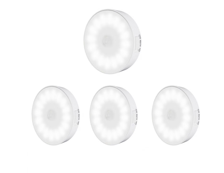 4 x 16-LED night lights with motion sensor, USB fast charging, white