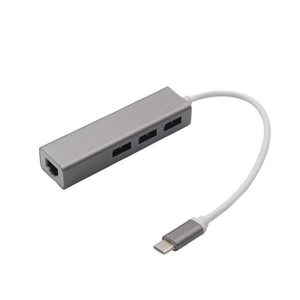 Type-C to Ethernet Network with 3 USB 3.0 Ports USB Splitter