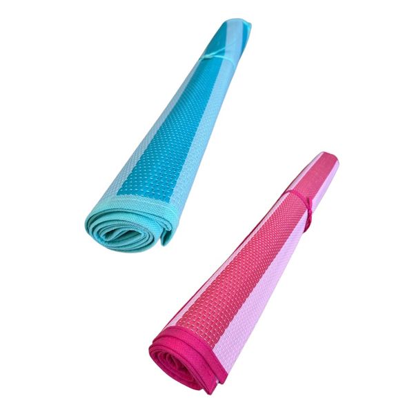 Woven Beach, Pool &amp; Camping Mat (74 x 174cm) Pink &amp; Blue - Set of 2