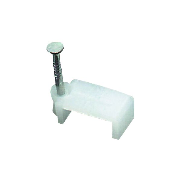 ACDC - Flat White Cable Clips With Nail 6 x 4.1 x 6.5mm (100 Pack)