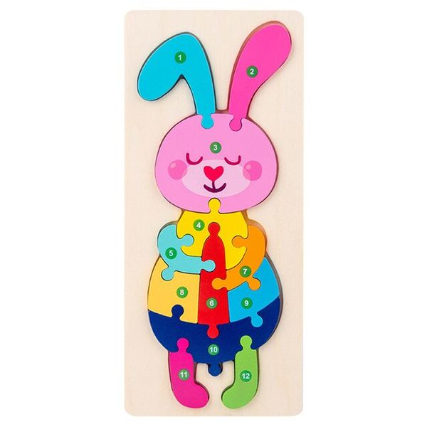 12 Pieces Wooden 3D Rabbit Puzzle