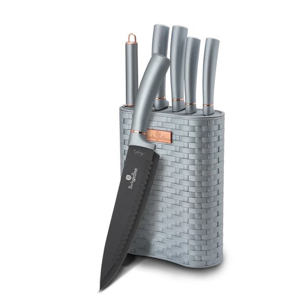 Berlinger Haus 6 Piece Non-Stick Coating Knife Set with Stand - Moonlight