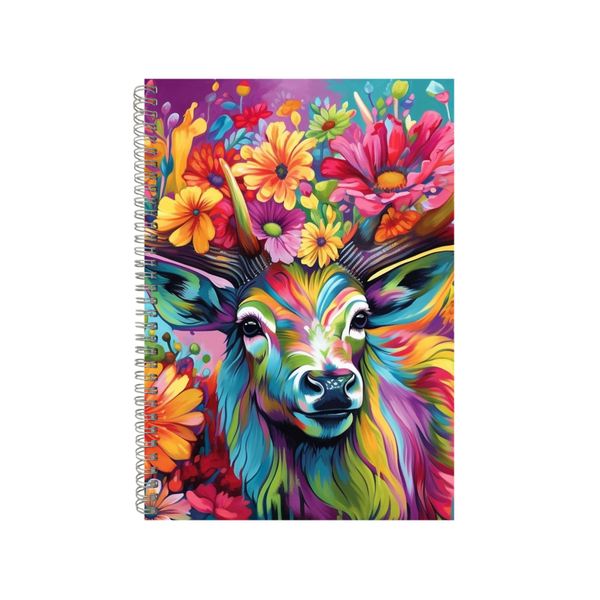 Elk With Lilies And Gerbera Neon Notebook Gift Idea A4 Notepad Pad 74