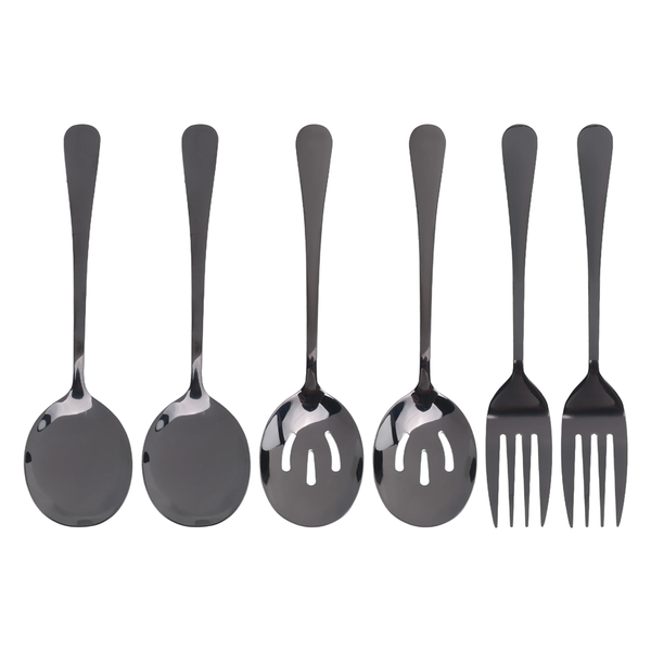Stainless Steel Buffet Catering Party Spoons and Forks Set Black