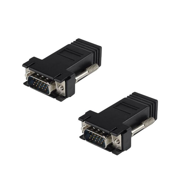 Set Of 2 VGA To CAT5 CAT6 RJ45 Network Adapter