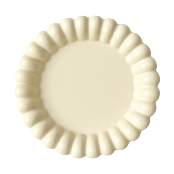 Modern Deep Scalloped-Edge Ceramic Dinner Plate - Cream