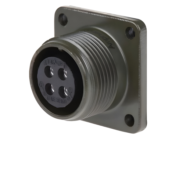 XY3102A-14S-2S: MIL-DTL-5015 Square Flange Receptacle, 4-Pole