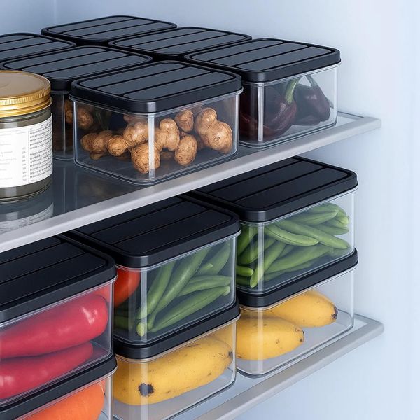 Sulfar Air Tight Plastic Fridge Storage Containers Set for Kitchen (1200ML)
