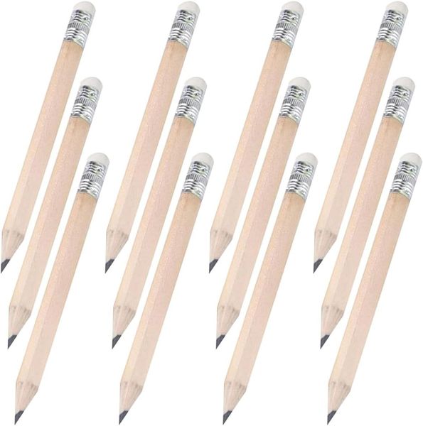 60pcs Mini Golfing Pencils with Hb Black Lead and White Eraser Head Short