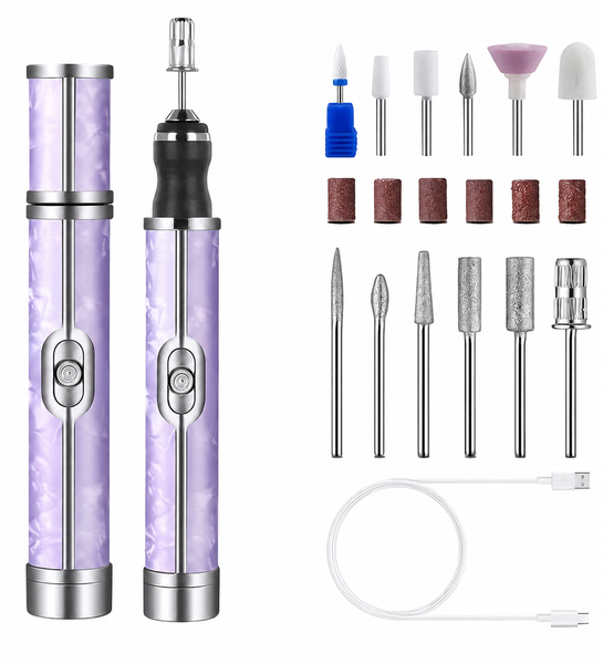 Electric Professional Manicure &amp; Pedicure Nail Drill/File Kit- Purple
