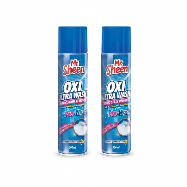 Mr Sheen Oxi Ultra Stain Remover Aerosol 300ml for Collars &amp; Cuffs - 2 Pack