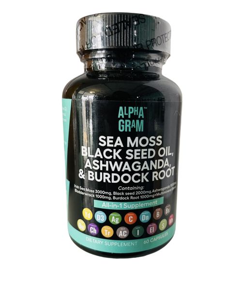 Alphagram Sea Moss Black Seed Oil, Ashwagandha &amp; Burdock Root